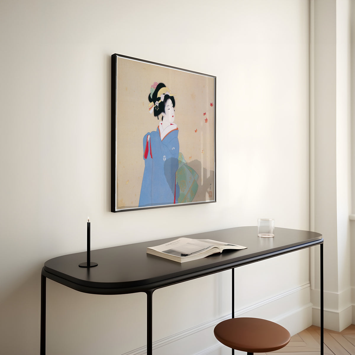 Deep Autumn by Uemura Shōen — shown framed on a wall