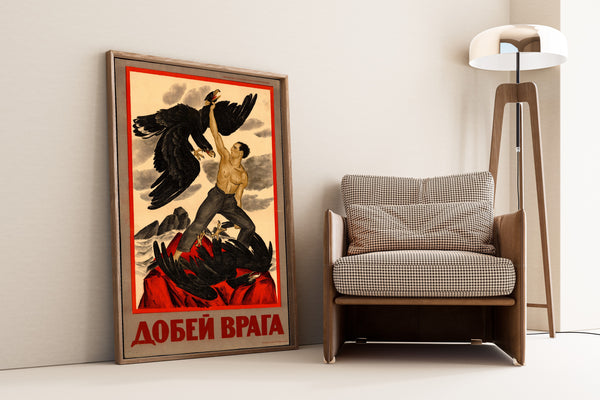 Defeat the Enemy! | Vintage Soviet Propaganda Poster Print