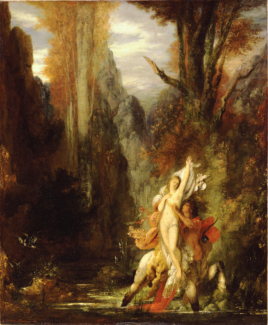 Gustave Moreau — Dejanira | Art Print shown to scale on a wall above a sofa
