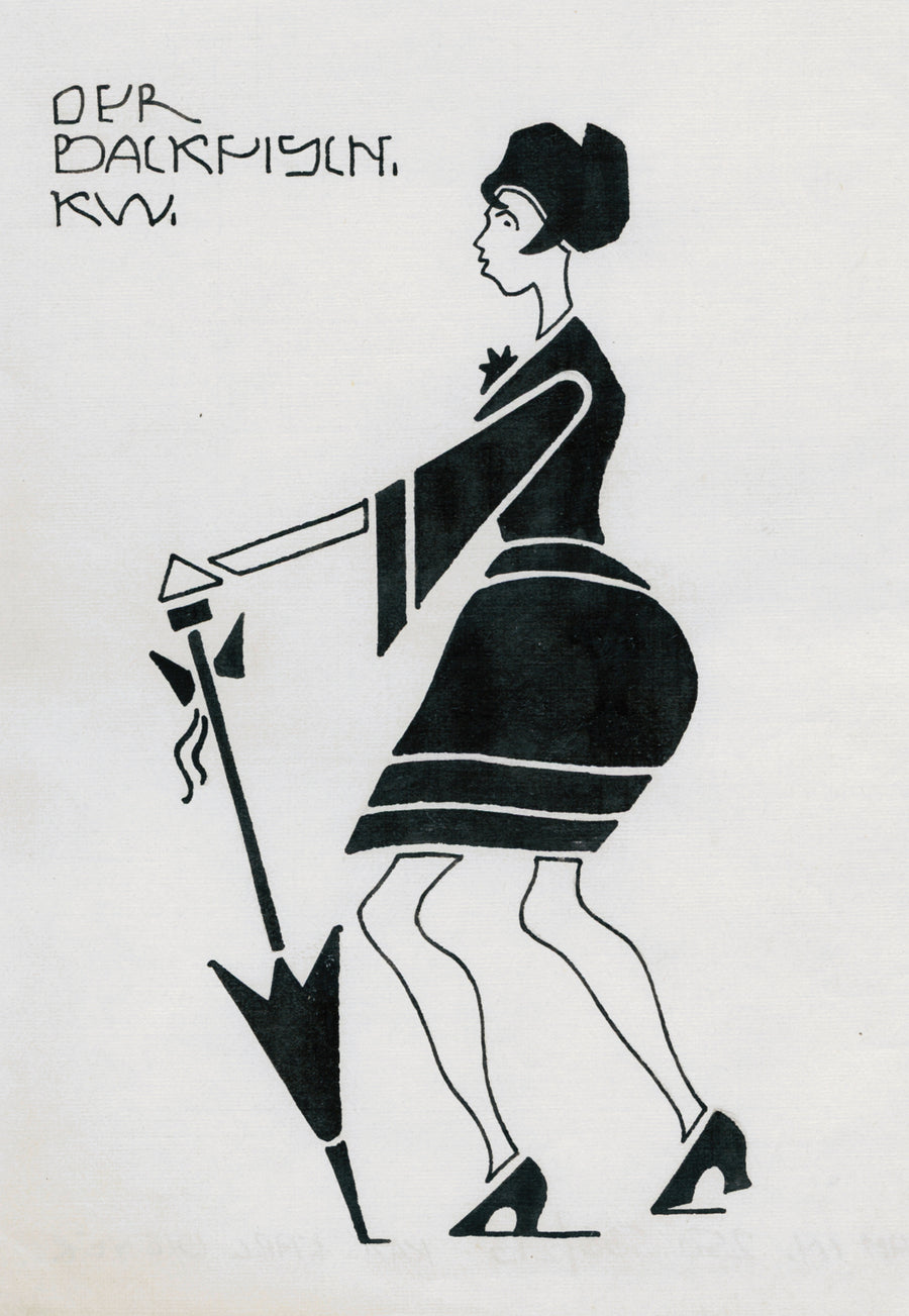 Karl Wiener — Der Backfisch (The Teenage Girl) | Modernist Illustration Print shown to scale on a wall above a sofa