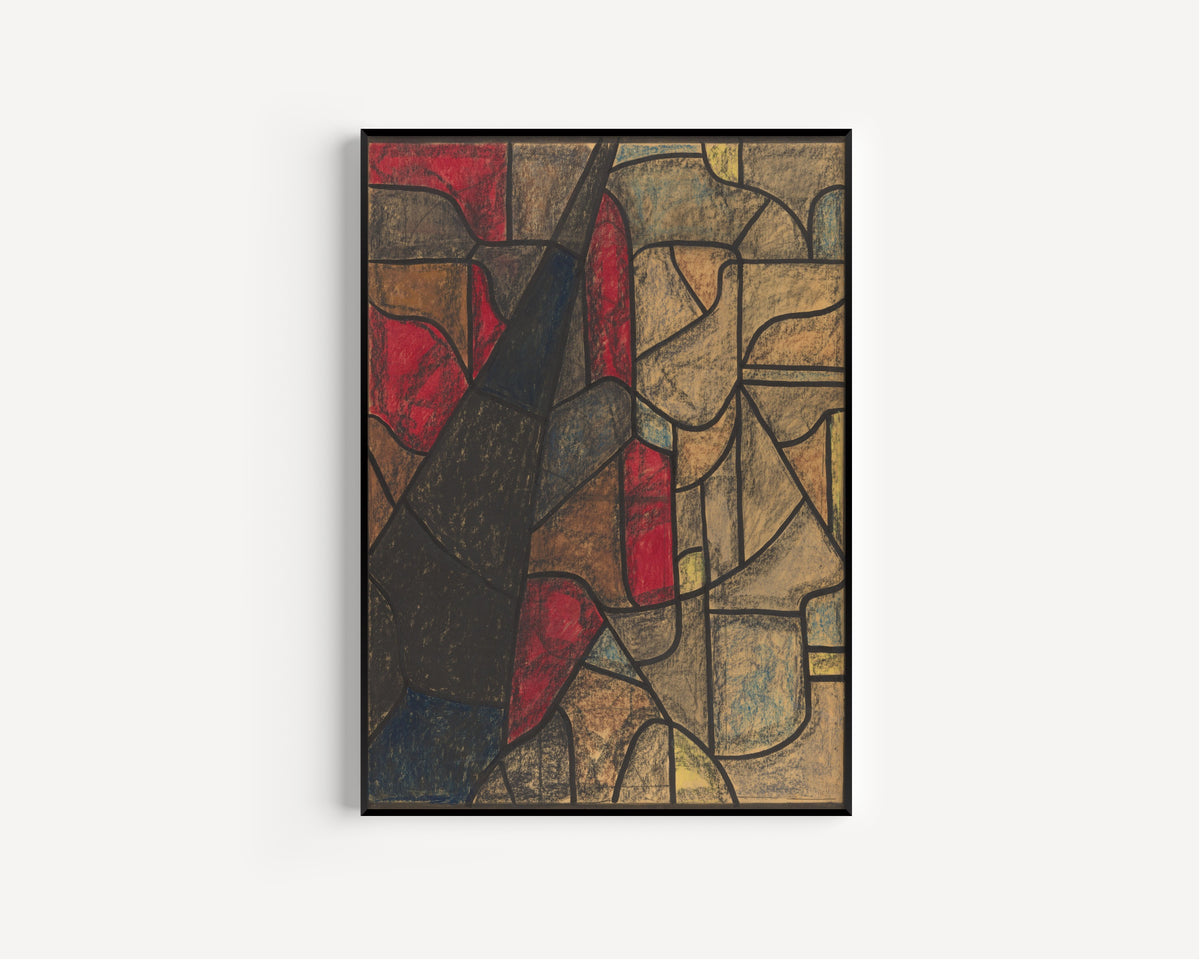 Richard Roland Holst — Design for a Window, Utrecht Cathedral [Black Wedge Among Scarlet] | Stained Glass Design Art Print