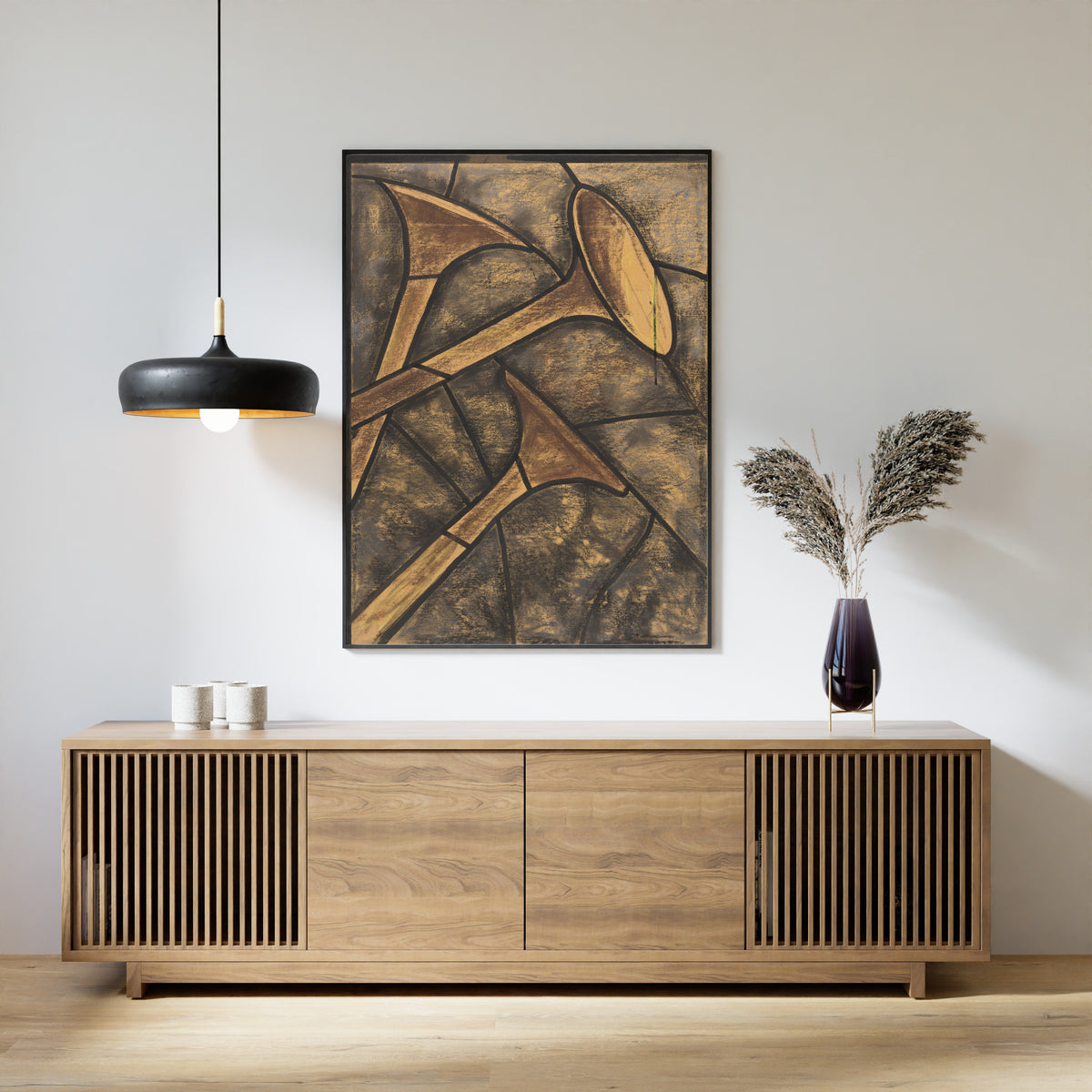 Richard Roland Holst — Design for a Window, Utrecht Cathedral [Brown Flares on Slate] | Stained Glass Design Art Print