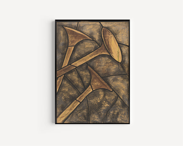 Richard Roland Holst — Design for a Window, Utrecht Cathedral [Brown Flares on Slate] | Stained Glass Design Art Print