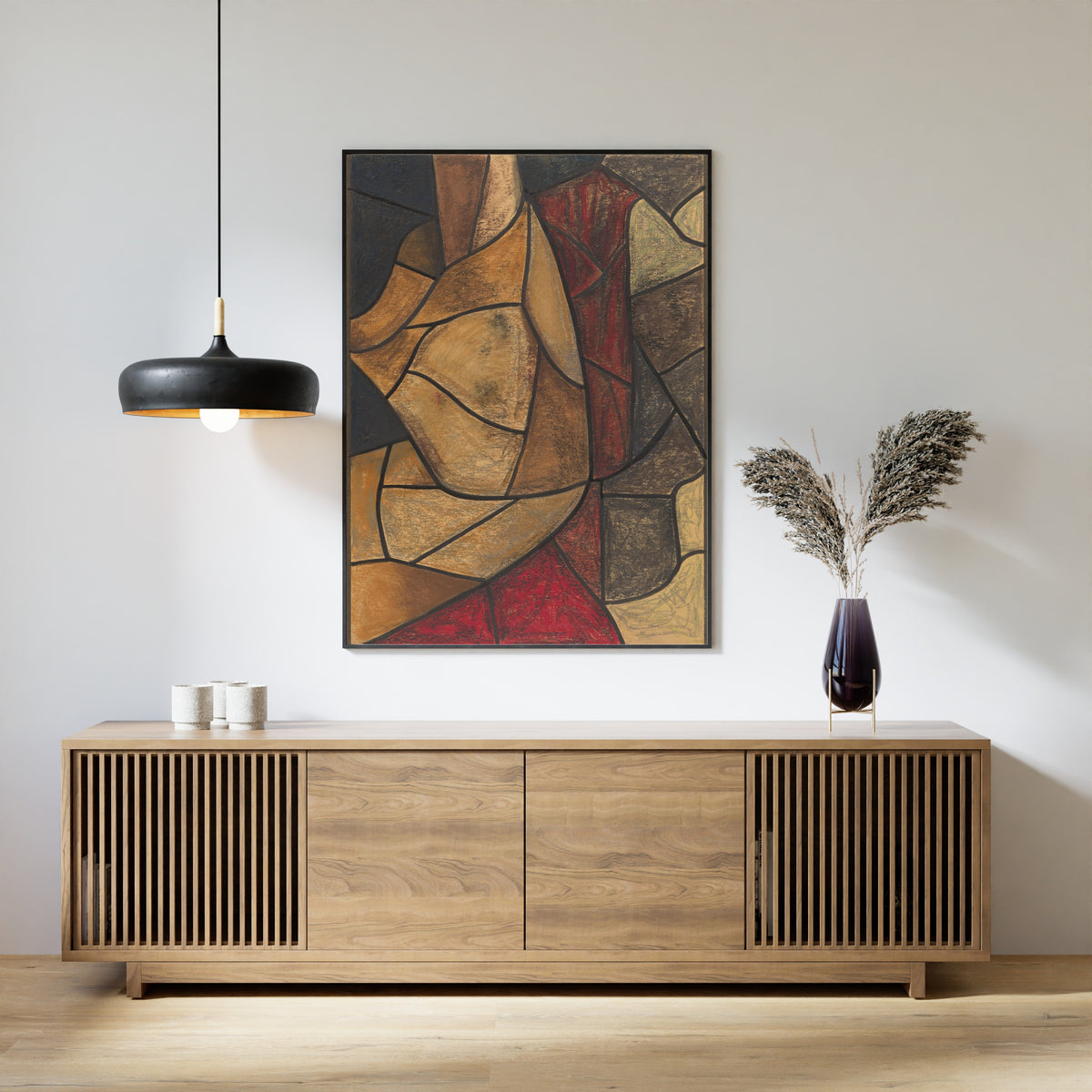 Richard Roland Holst — Design for a Window, Utrecht Cathedral [Ochre Curves and Crimson] | Stained Glass Design Art Print