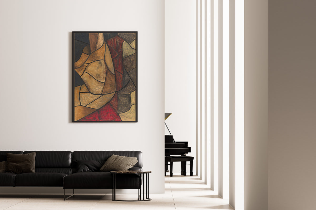Richard Roland Holst — Design for a Window, Utrecht Cathedral [Ochre Curves and Crimson] | Stained Glass Design Art Print