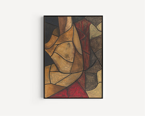 Richard Roland Holst — Design for a Window, Utrecht Cathedral [Ochre Curves and Crimson] | Stained Glass Design Art Print