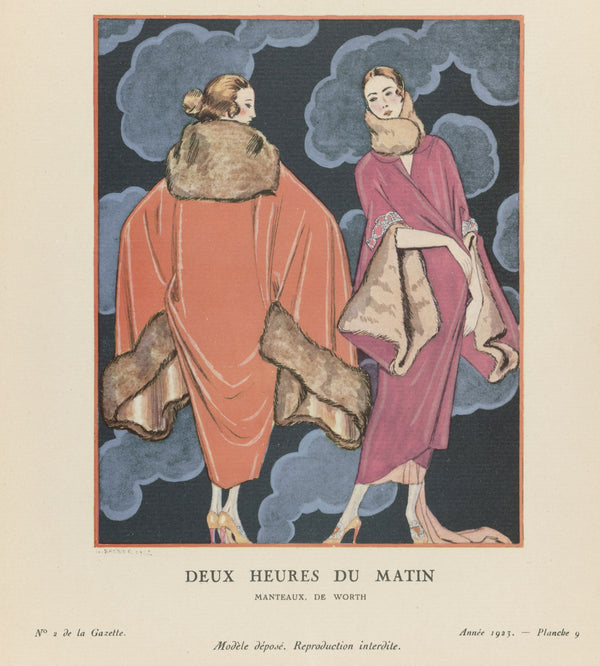 George Barbier — Deux heures du matin, manteaux de Worth | Art Deco Fashion Print