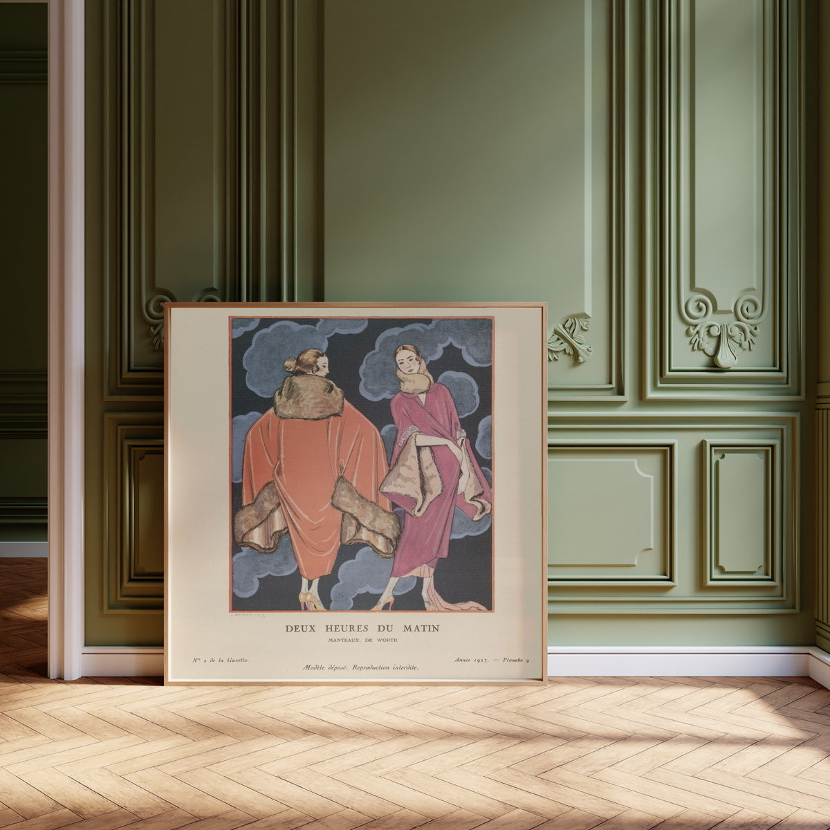 George Barbier — Deux heures du matin, manteaux de Worth | Art Deco Fashion Print