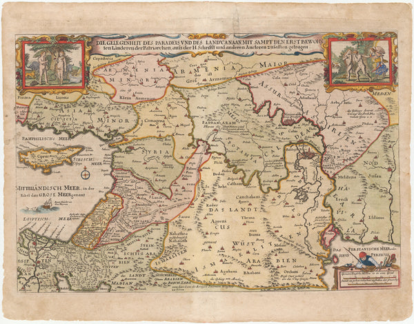 Nicolaes Visscher — Die Gelegenheit des Paradeis und des Lands Canaan | Antique Biblical Map Print
