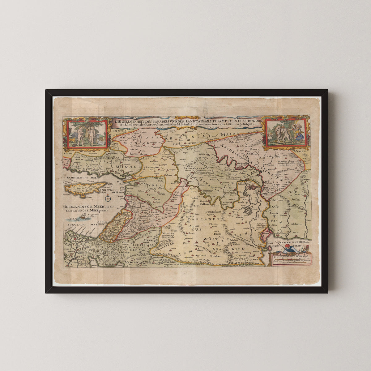 Nicolaes Visscher — Die Gelegenheit des Paradeis und des Lands Canaan | Antique Biblical Map Print