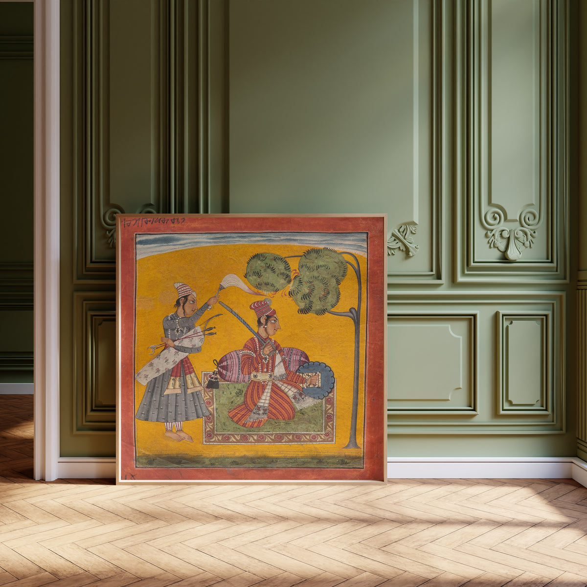 Basohli school — Dipak Raga: Personifying Love | Indian Miniature Painting Print