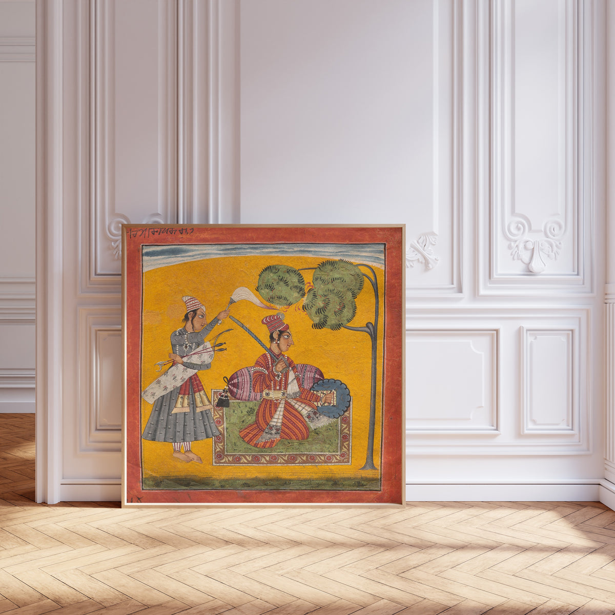 Basohli school — Dipak Raga: Personifying Love | Indian Miniature Painting Print