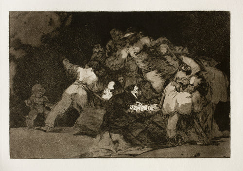 Disparate general (General Folly), from Los Disparates by Francisco de Goya — A dark crowd surges around a gaunt cloaked figure