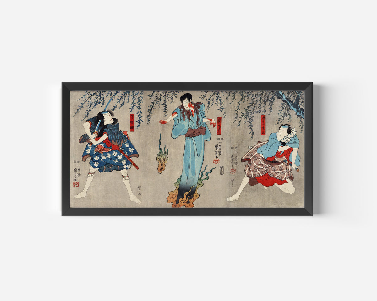 Utagawa Kuniyoshi — Dōguya Jinza, Hōkaibō Bokon, Shimobe Gunsuke | Japanese Woodblock Print (Ukiyo-e)