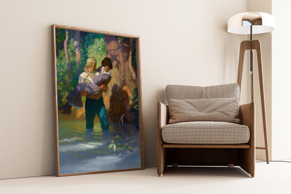 N. C. Wyeth — ‘Don’t let me fall,’ she begged | Illustration Art Print