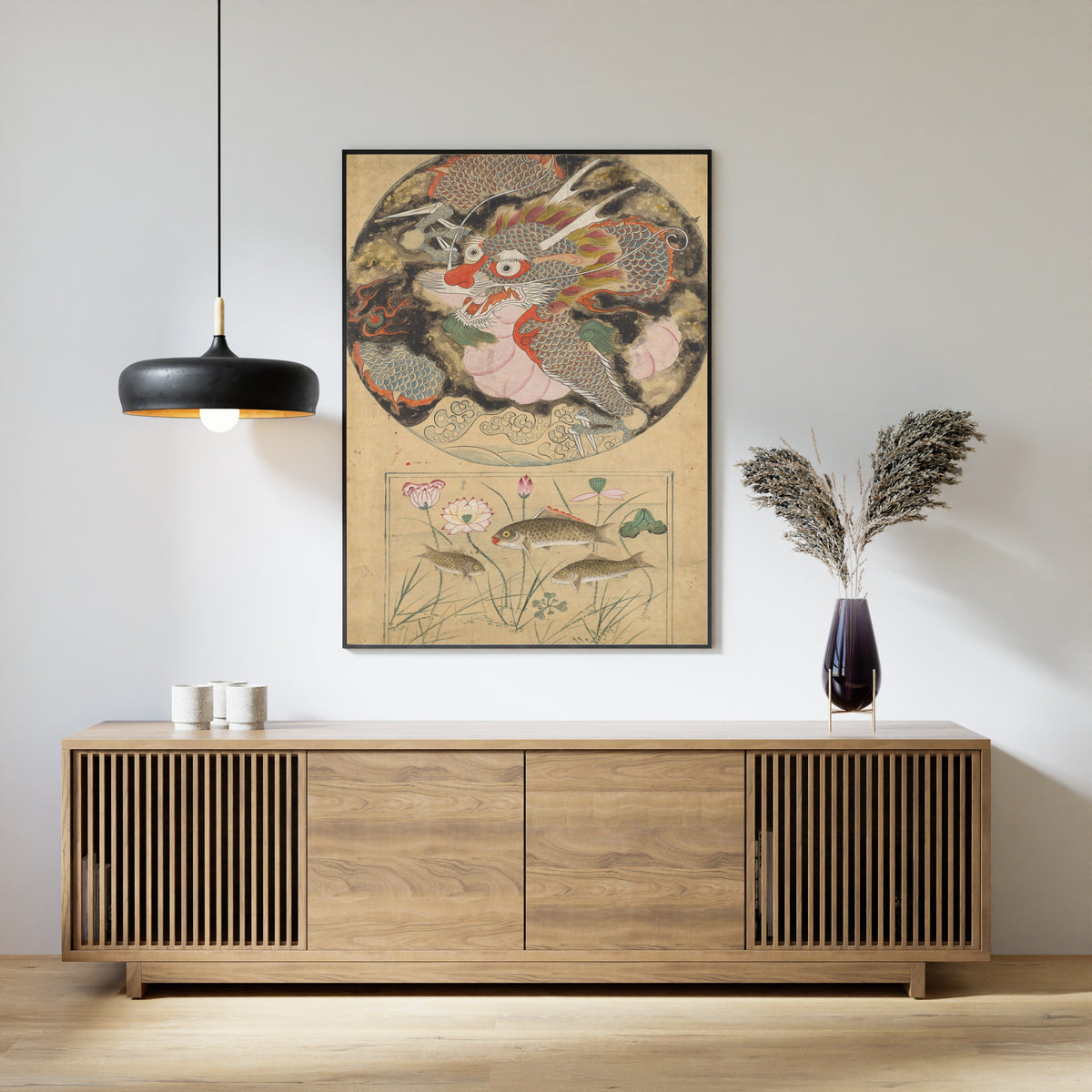 Korean painter (unidentified) — Dragon and Carp | Korean Painting Art Print
