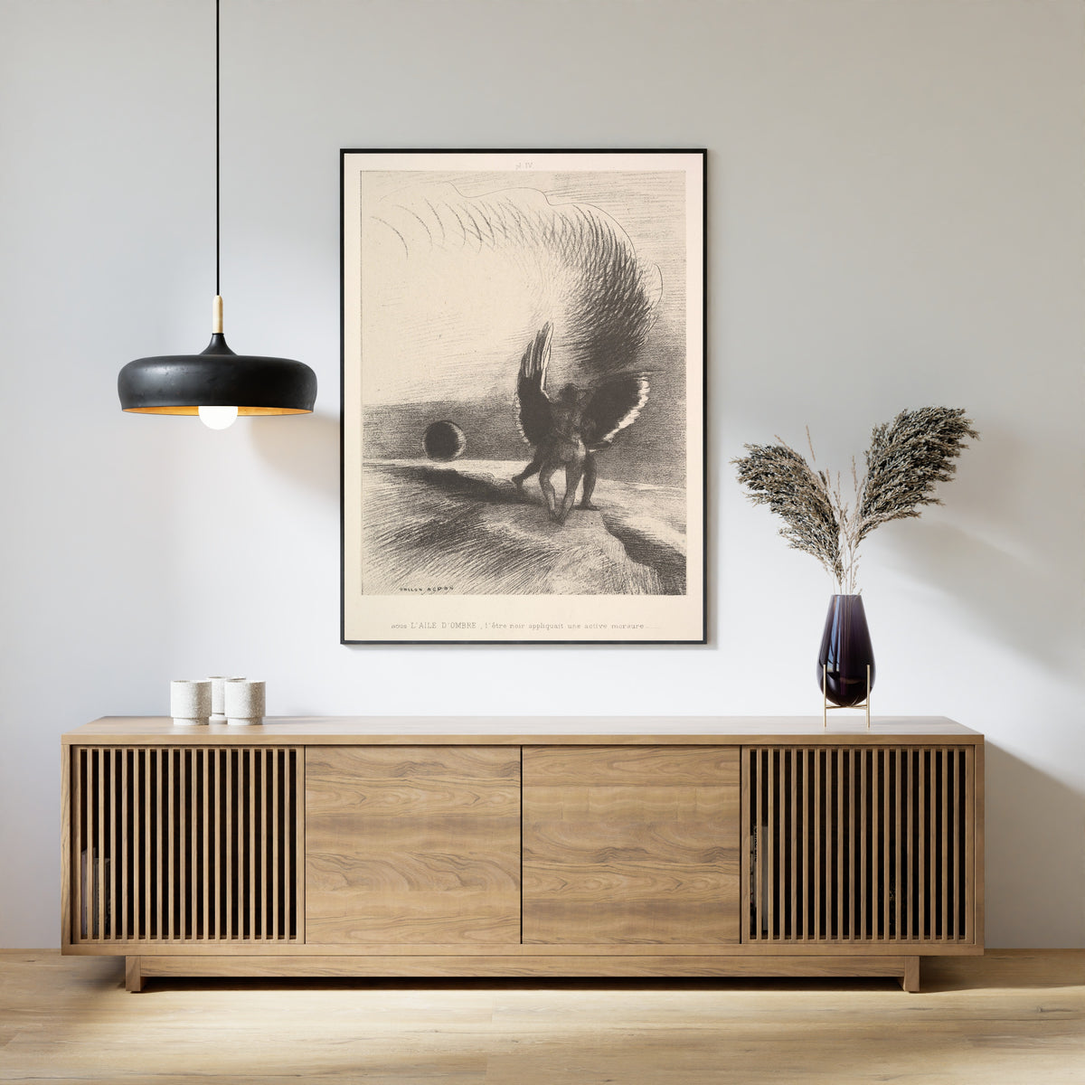 Odilon Redon — Dreams: In the Shadow of the Wing, the Black Creature Bit | Symbolist Art Print