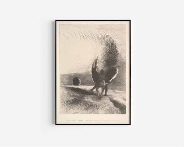 Odilon Redon — Dreams: In the Shadow of the Wing, the Black Creature Bit | Symbolist Art Print