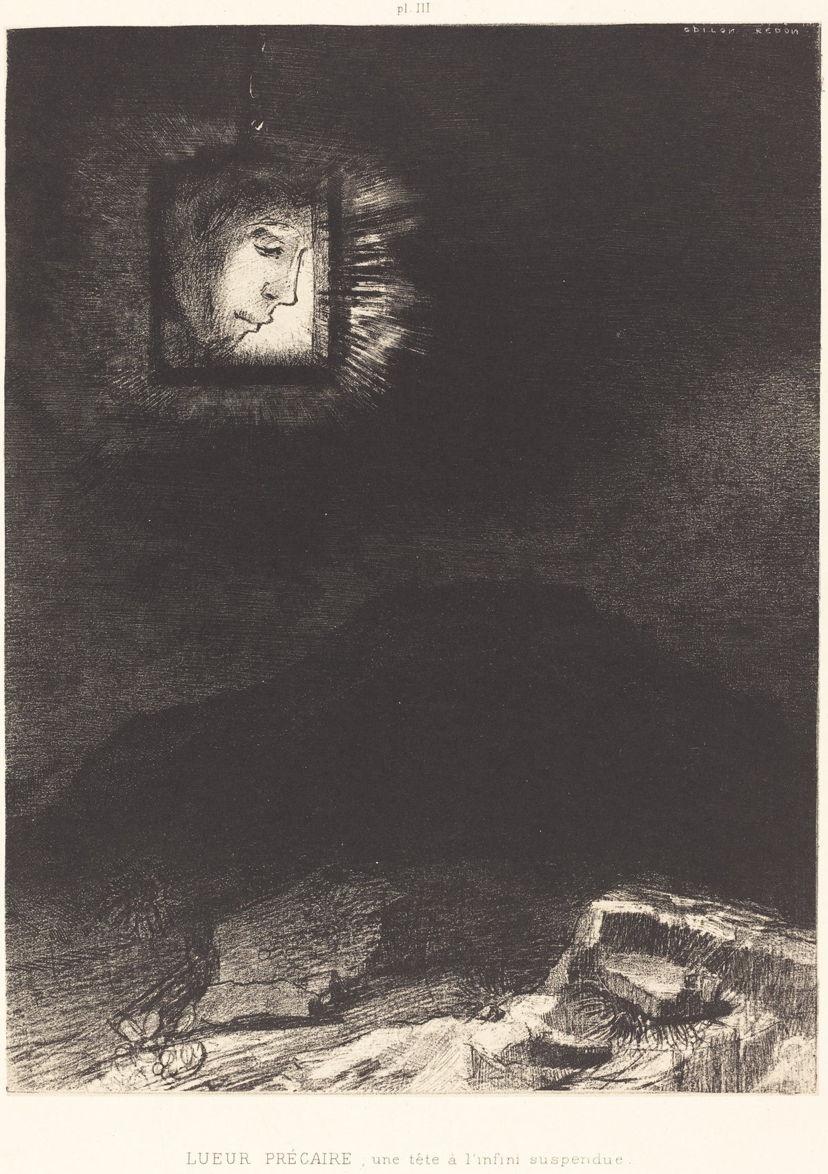Odilon Redon — Dreams: Precarious Glimmering, a Head Suspended from Infinity | Symbolist Art Print
