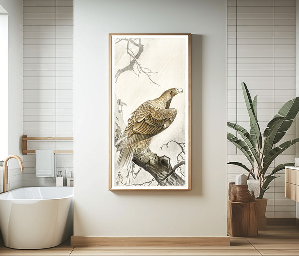 Ohara Koson — Eagle on Tree Branch | Japanese Bird & Flower Woodblock Print