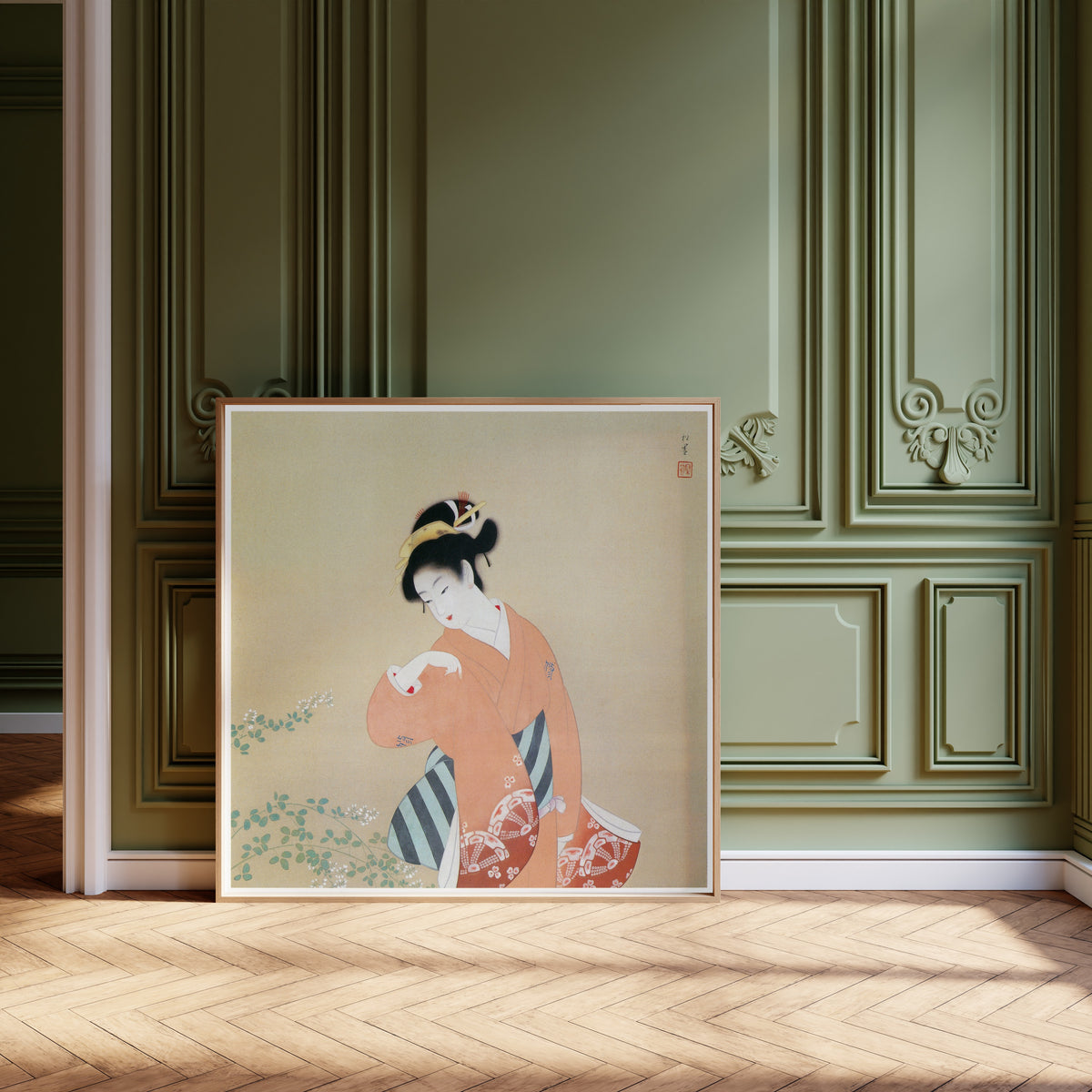Early Autumn by Uemura Shōen — shown framed on a wall