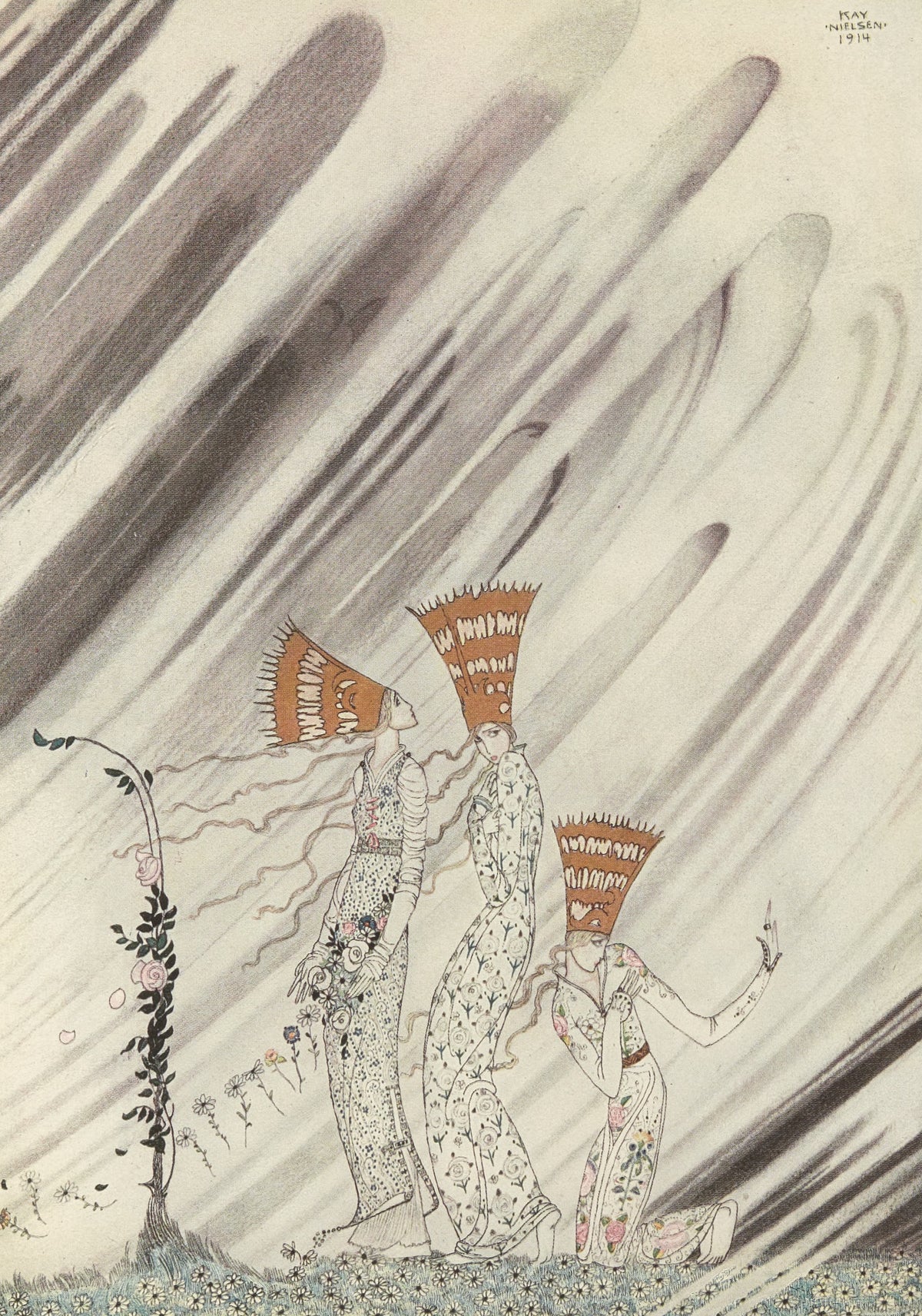 Kay Nielsen — East of the Sun and West of the Moon: A Big Dense Snowdrift Came and Carried Them Away | Fairy Tale Illustration Print