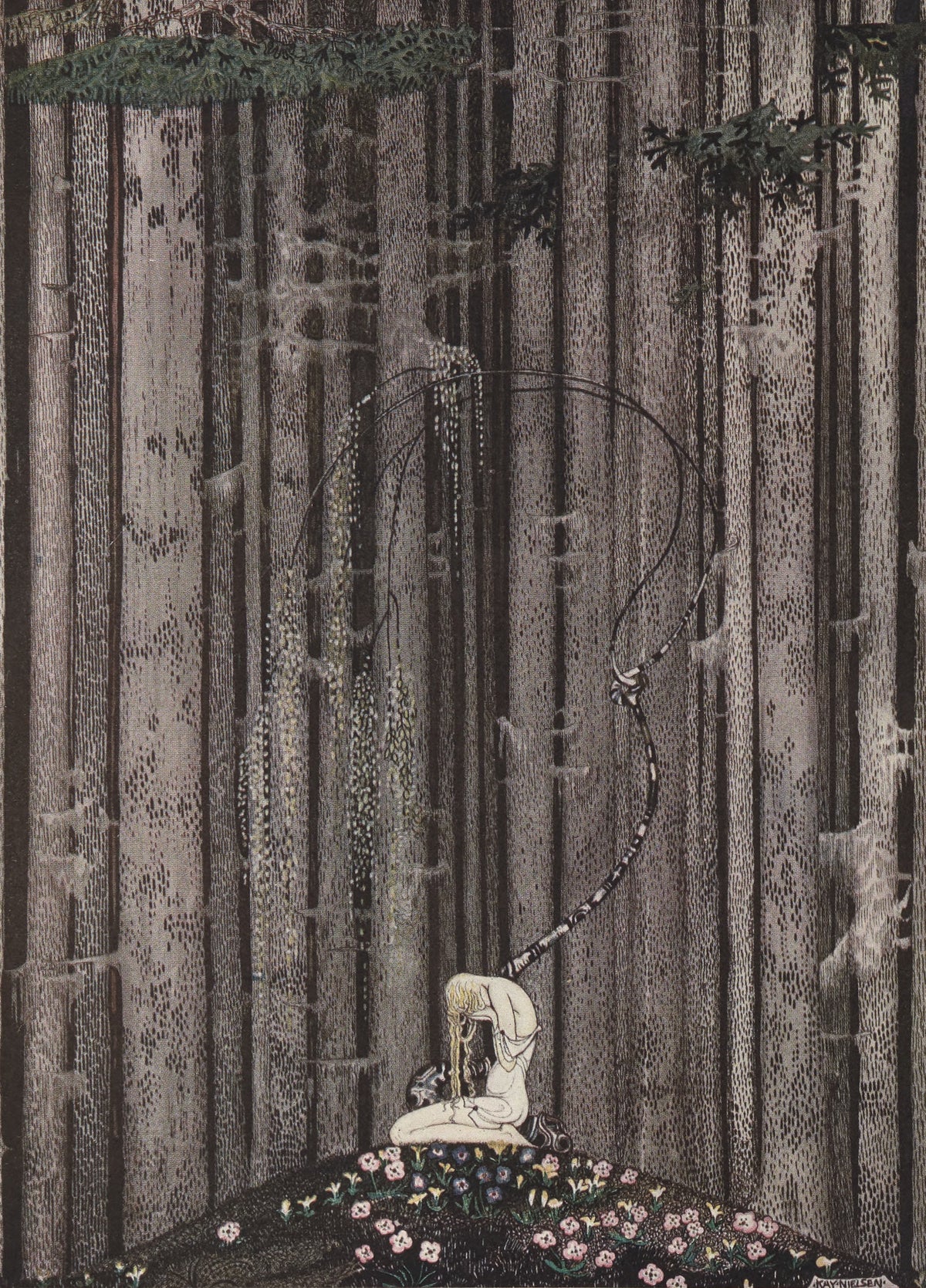 Kay Nielsen — East of the Sun and West of the Moon: A Little Green Patch in the Midst of the Gloomy Thick Wood | Fairy Tale Illustration Print