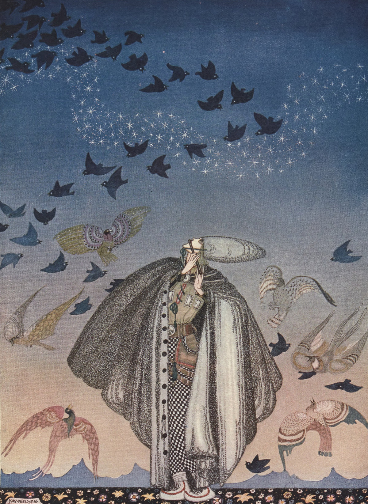 Kay Nielsen — East of the Sun and West of the Moon: Such a Large Flock of Birds Swept Down | Fairy Tale Illustration Print