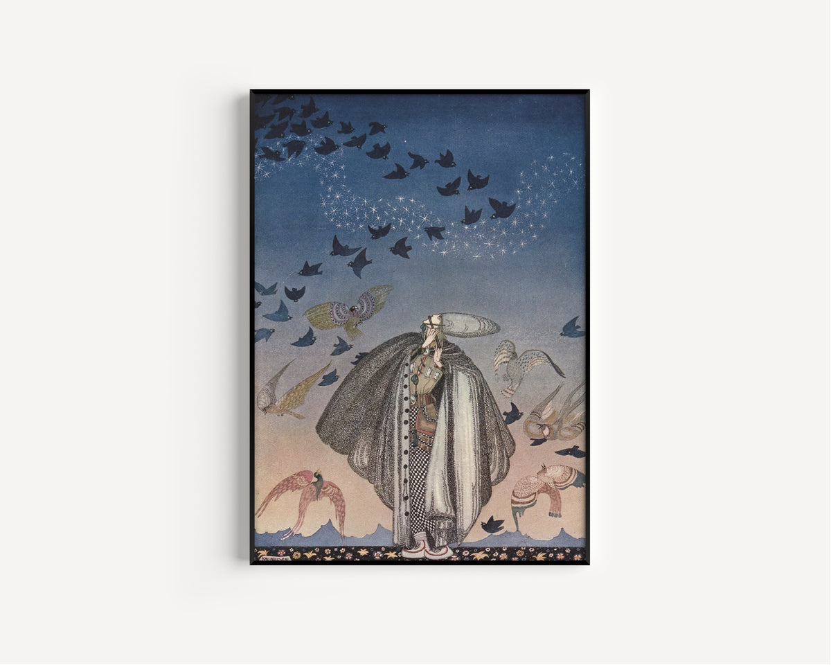 Kay Nielsen — East of the Sun and West of the Moon: Such a Large Flock of Birds Swept Down | Fairy Tale Illustration Print