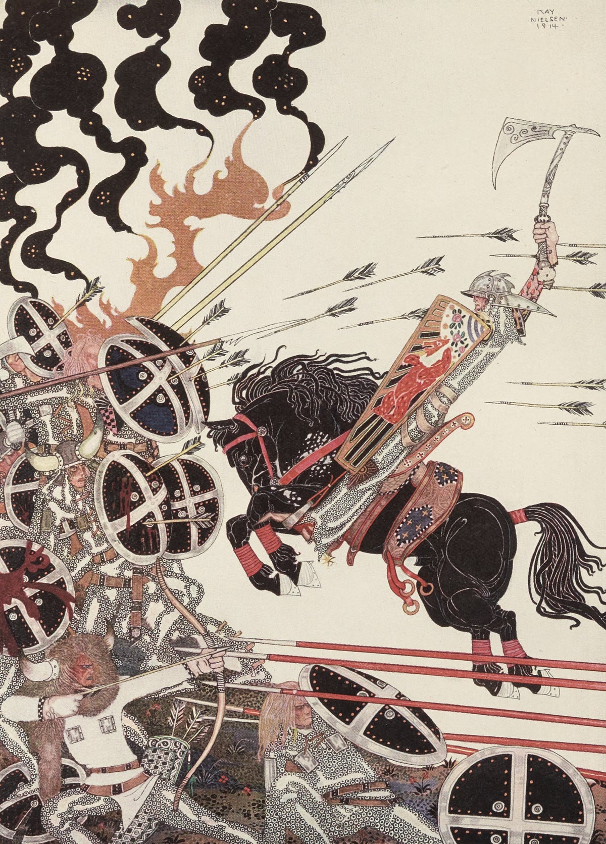 Kay Nielsen — East of the Sun and West of the Moon: The Lad in the Battle | Fairy Tale Illustration Print