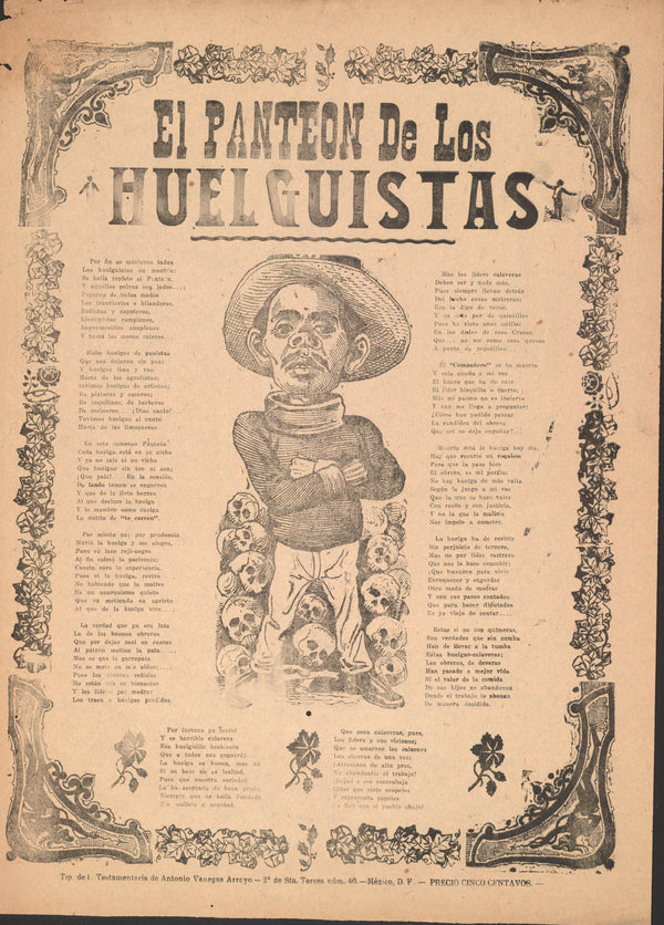 José Guadalupe Posada — El panteón de los huelguistas | Relief Print