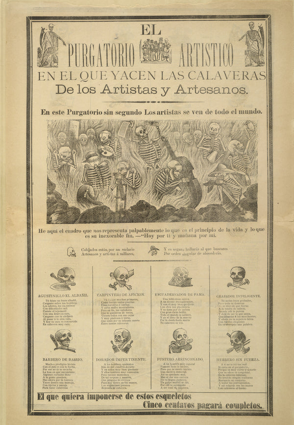 José Guadalupe Posada — El purgatorio artístico | Relief Print