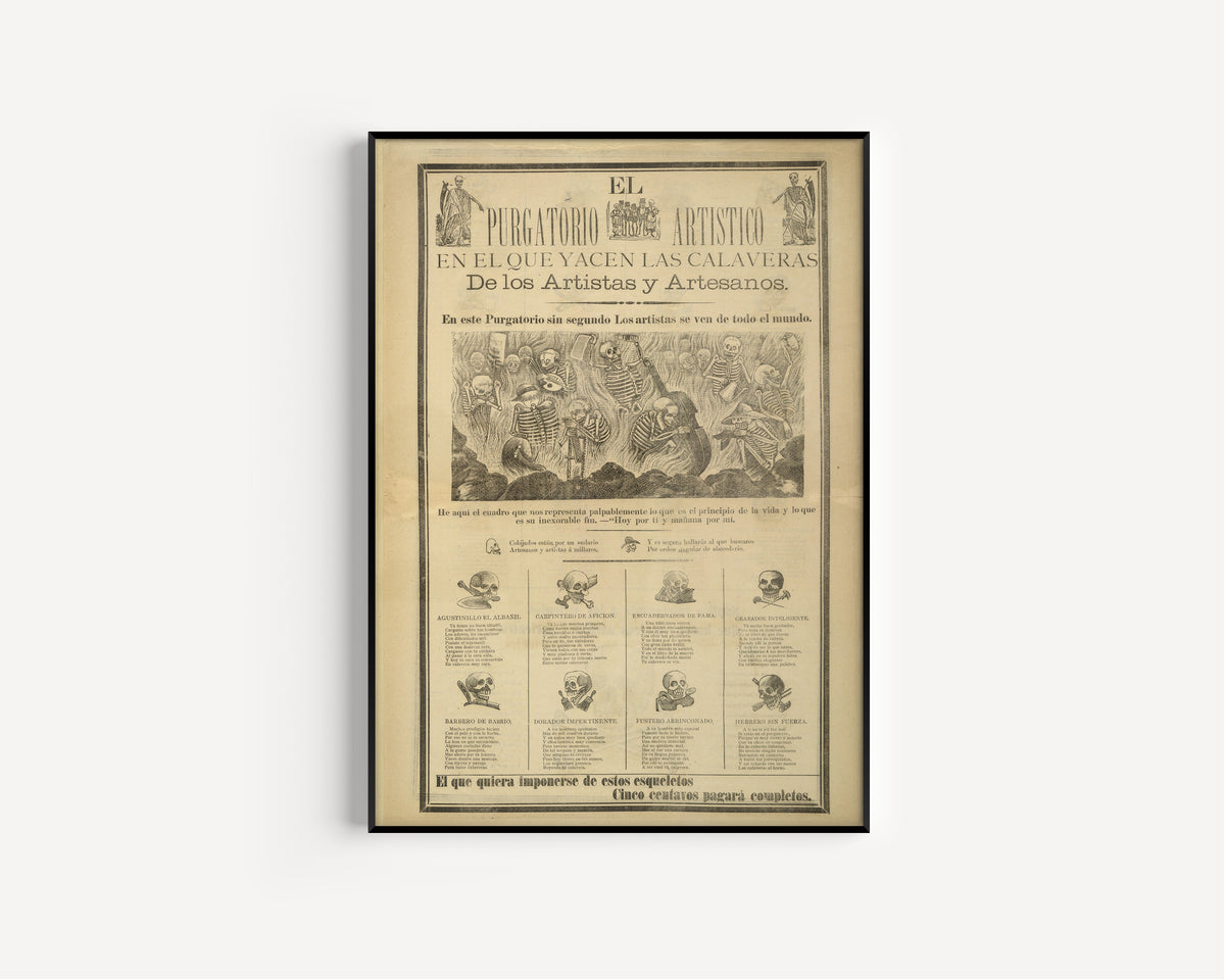 José Guadalupe Posada — El purgatorio artístico | Relief Print