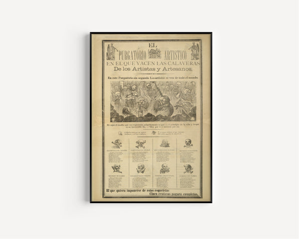 José Guadalupe Posada — El purgatorio artístico | Relief Print