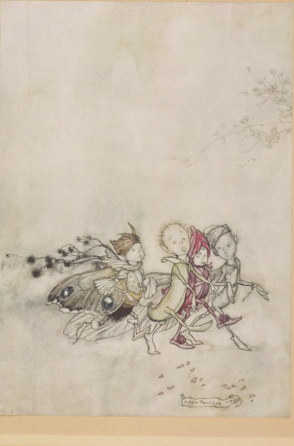 Arthur Rackham — Enter Peaseblossom, Cobweb, Moth, and Mustardseed | Shakespeare Illustration Print