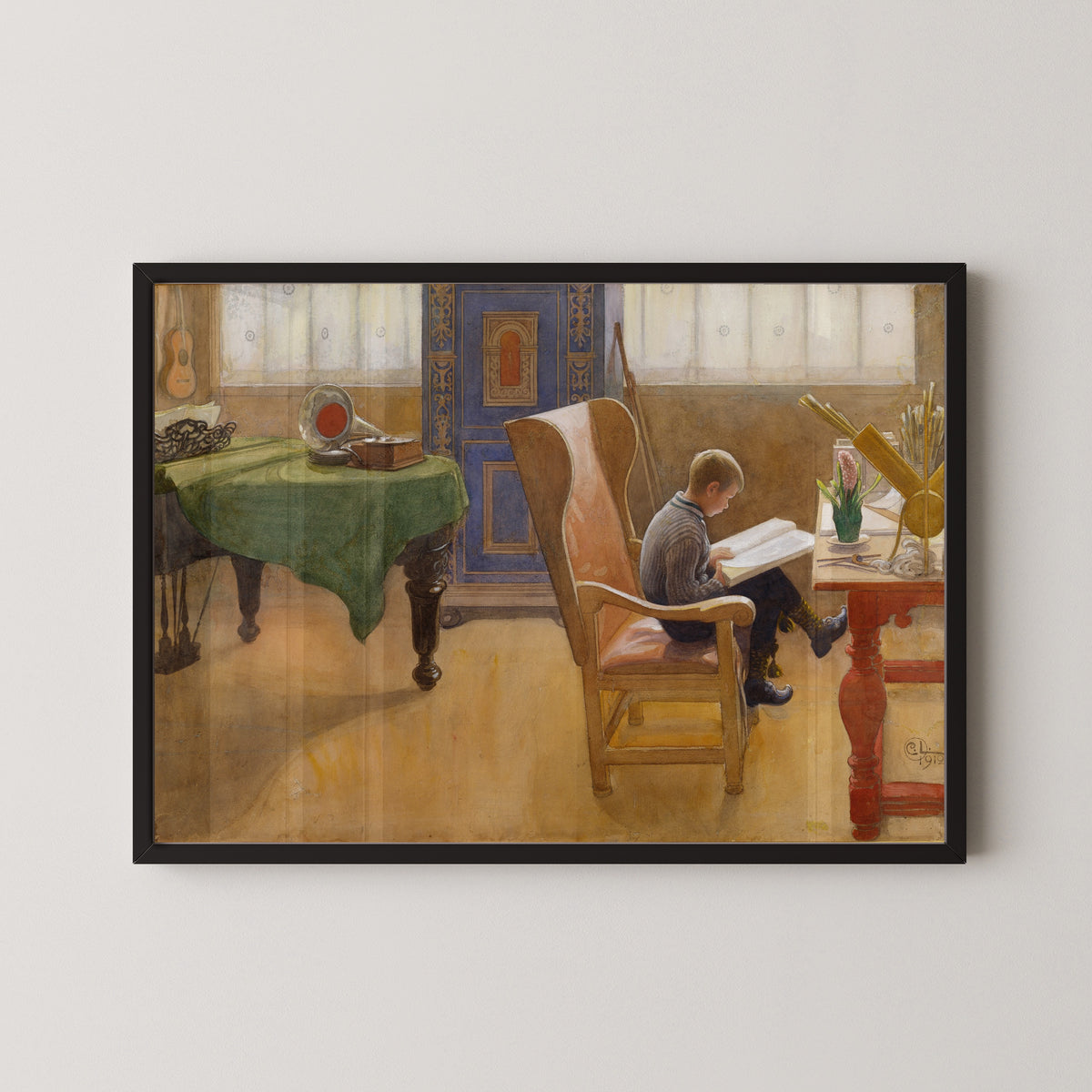 Carl Larsson — Esbjörn at the Study Corner | Swedish Watercolour Print
