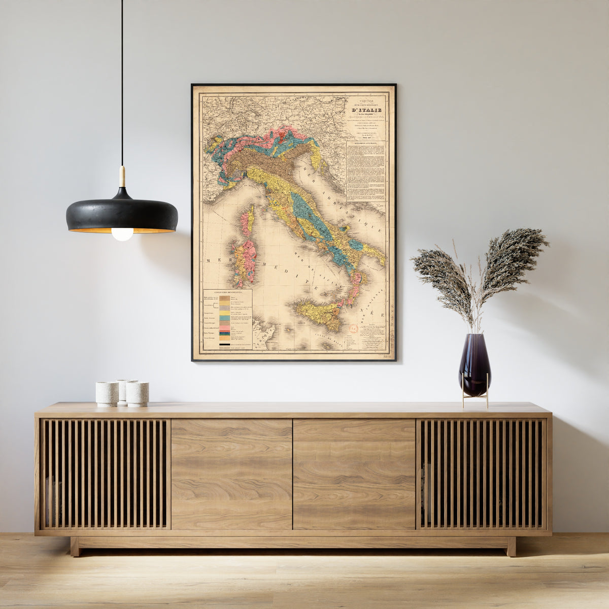 Hyacinthe de Collegno — Esquisse d'une carte géologique d'Italie | Antique Geological Map Print