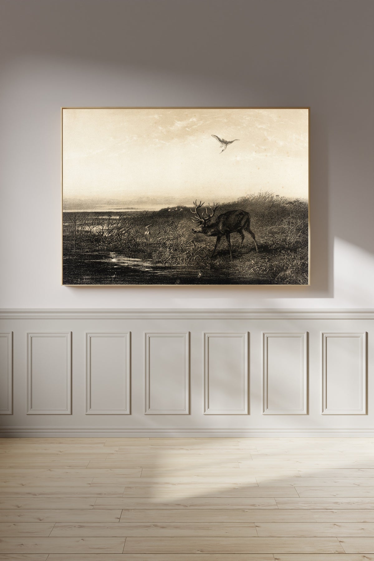 Karl Bodmer — Evening: Stag and Herons | Fine Art Print