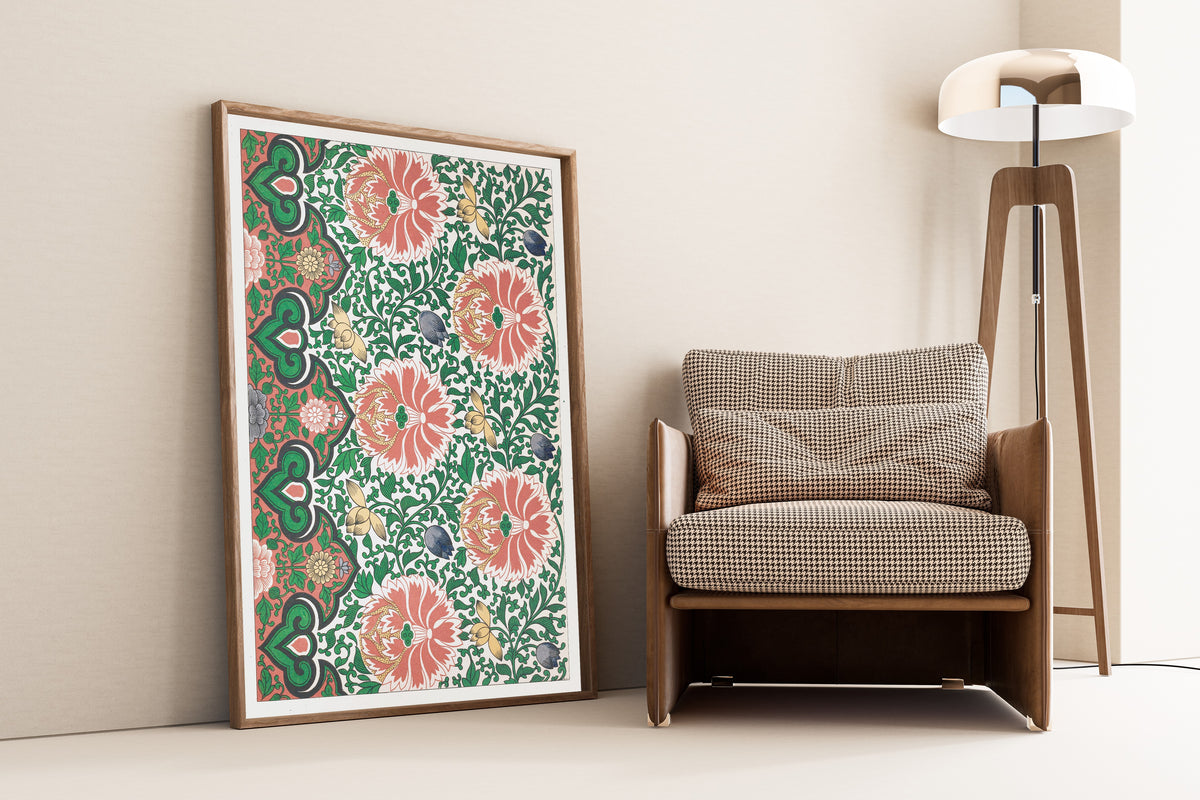 Owen Jones — Chinese Ornament: Coral Peonies on a White Ground | Ornament Plate Print