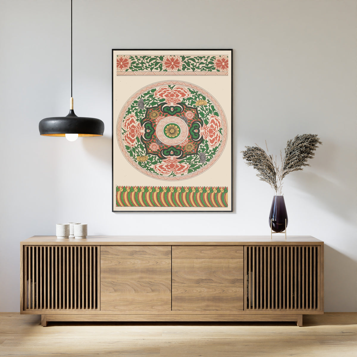 Owen Jones — Chinese Ornament: Peony Roundel with Petal Border | Ornament Plate Print