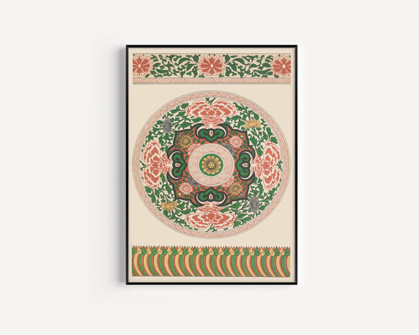 Owen Jones — Chinese Ornament: Peony Roundel with Petal Border | Ornament Plate Print