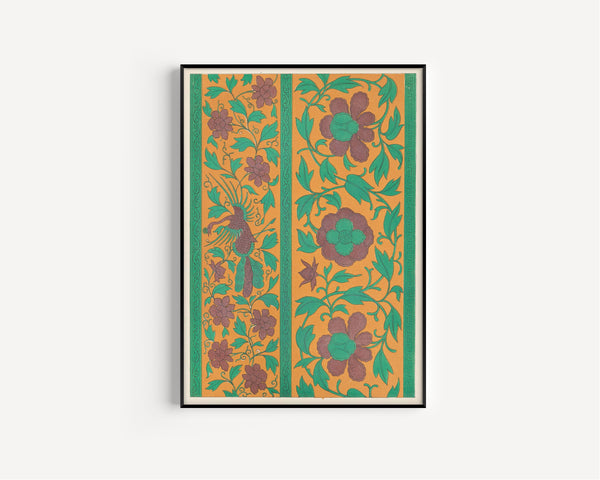 Owen Jones — Chinese Ornament: Phoenix and Peony Bands on Ochre | Ornament Plate Print