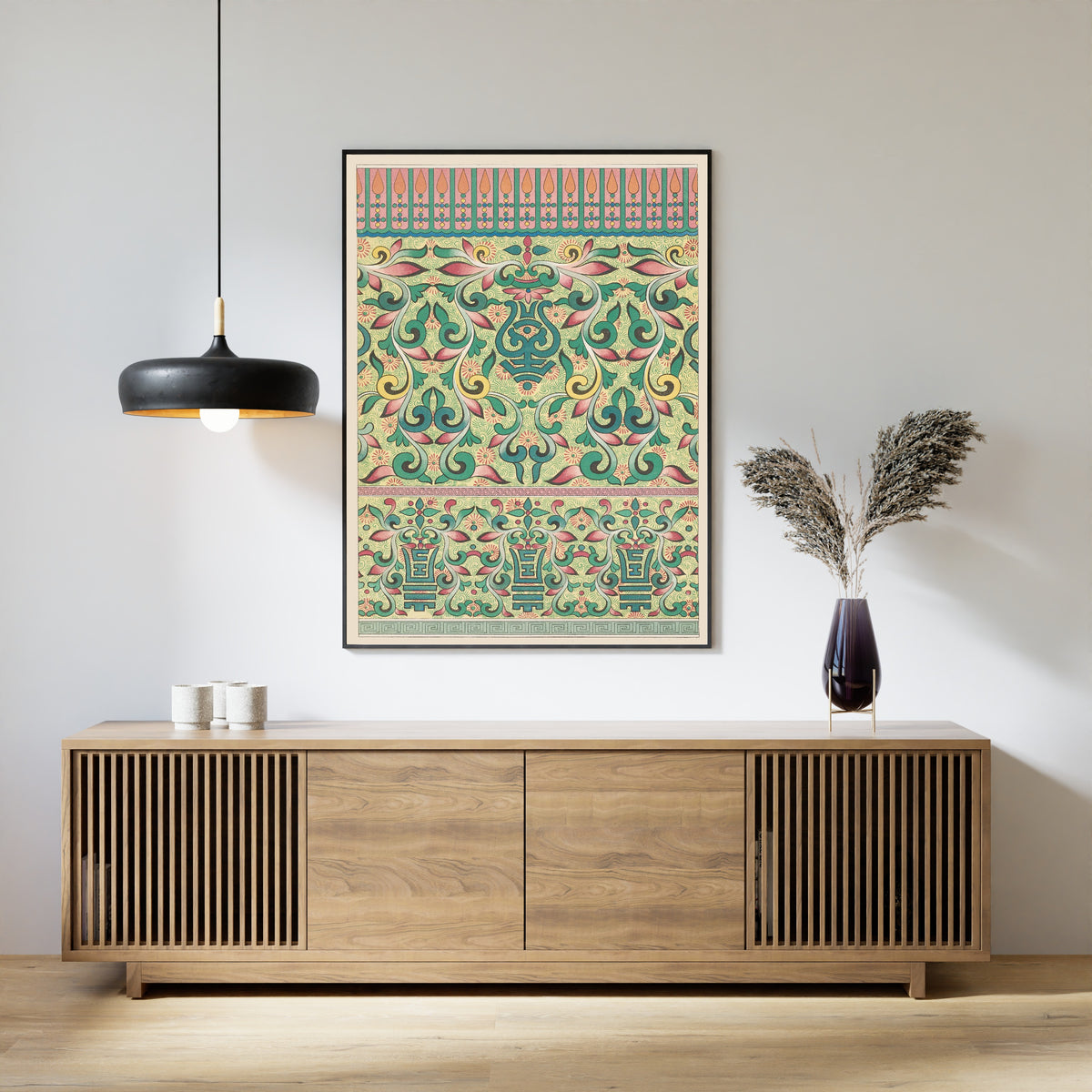 Owen Jones — Chinese Ornament: Archaic Motifs in Green and Rose | Ornament Plate Print