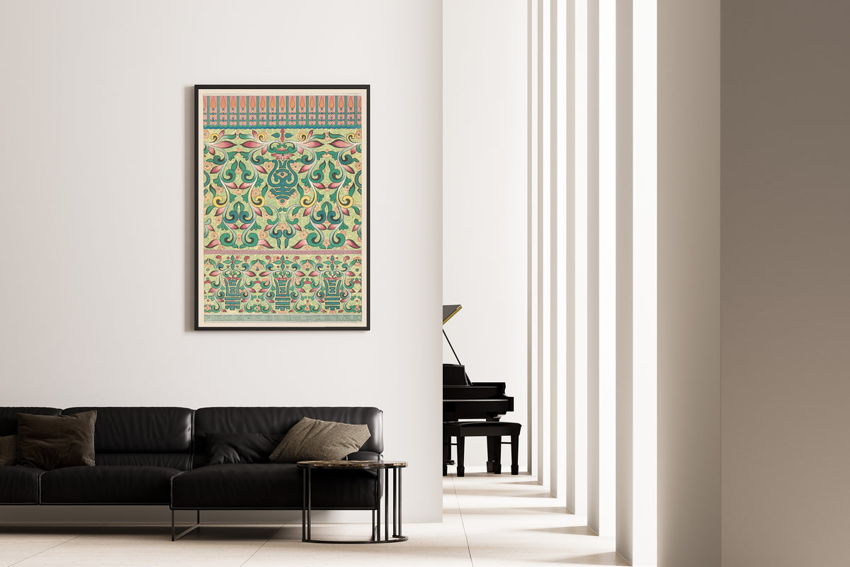 Owen Jones — Chinese Ornament: Archaic Motifs in Green and Rose | Ornament Plate Print