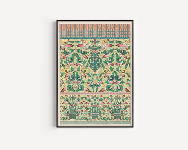 Owen Jones — Chinese Ornament: Archaic Motifs in Green and Rose | Ornament Plate Print