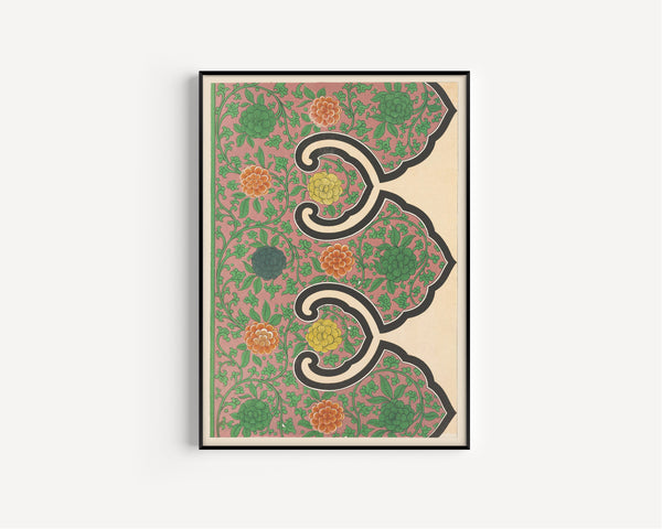 Owen Jones — Chinese Ornament: Orange Rosettes on a Rose Ground | Ornament Plate Print