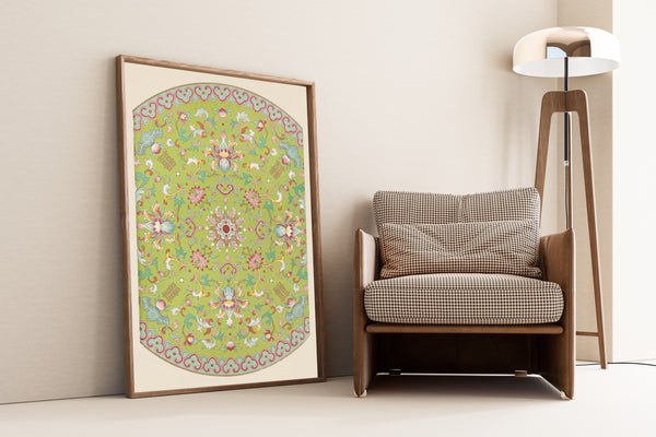 Owen Jones — Chinese Ornament: Lotus Medallion on Apple Green | Ornament Plate Print