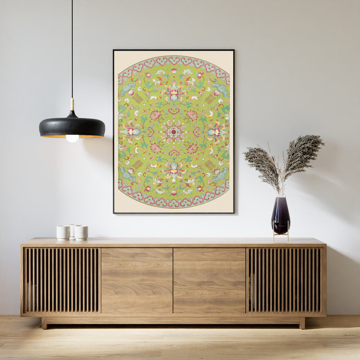 Owen Jones — Chinese Ornament: Lotus Medallion on Apple Green | Ornament Plate Print