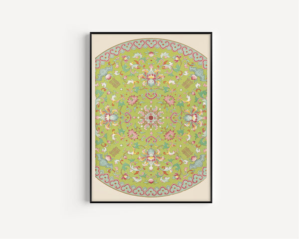 Owen Jones — Chinese Ornament: Lotus Medallion on Apple Green | Ornament Plate Print