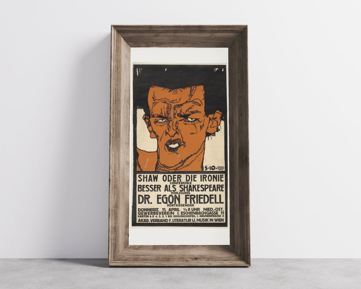 Egon Schiele — Shaw oder die Ironie (Poster for a Lecture by Egon Friedell) | Vintage Poster Print